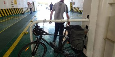 My bike secured by a sailor