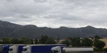 View on mountains... and lorries...