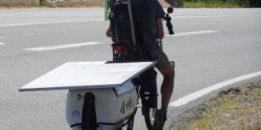 A recumbent bicycle with photovoltaic panels