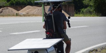 A recumbent bicycle with photovoltaic panels