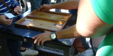 Backgammon (the table is a chess board